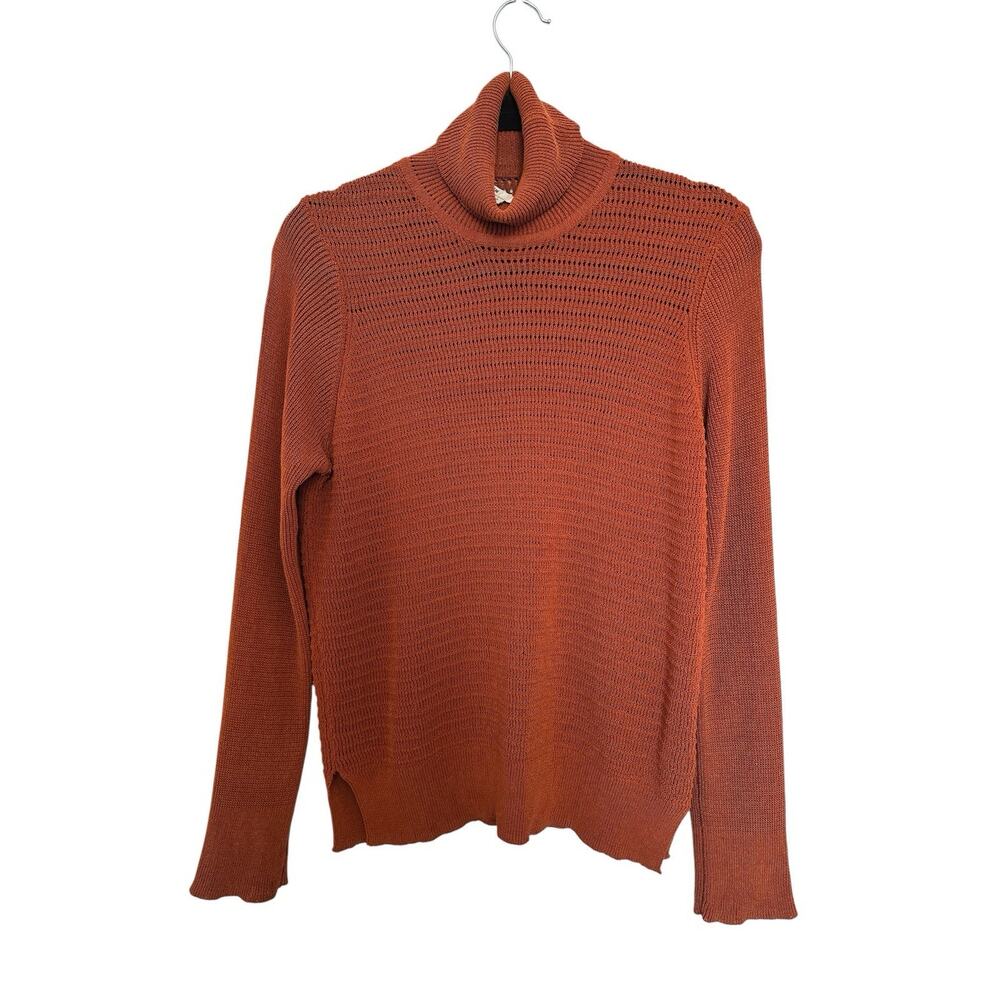 Edun Mock Neck knit Sweater in a burnt orange or rust color Size M